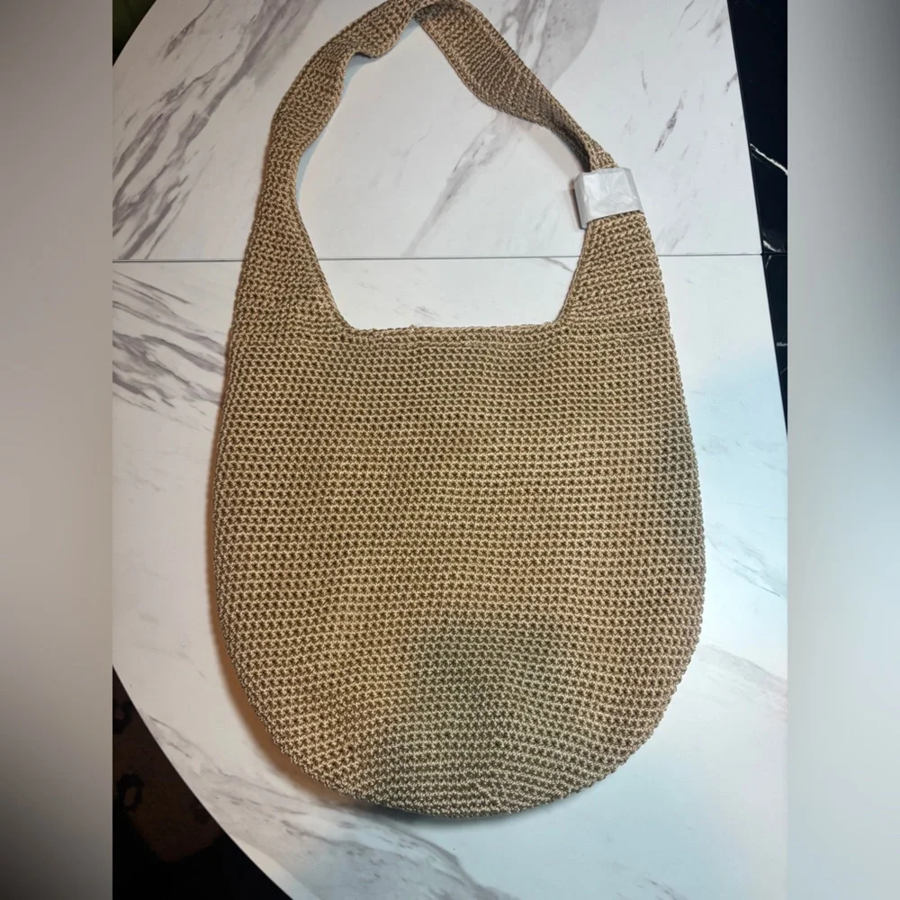 Quince Beige Woven Hobo Shoulder Bag